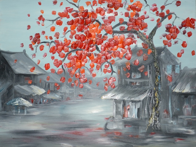 Tranh Sơn Dầu Phượng Đỏ